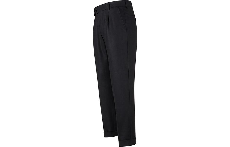 Shop HUGO BOSS FW23  Black Mid-Rise Straight-Leg Casual Pants. 50502548-001