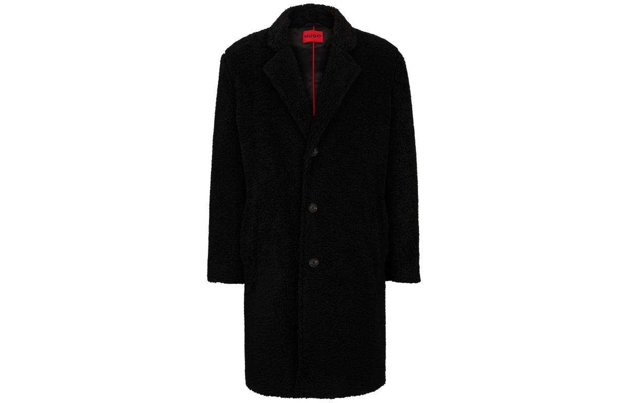 HUGO BOSS FW23  Black Single-Breasted Long Sleeve Overcoat. 50499100-001