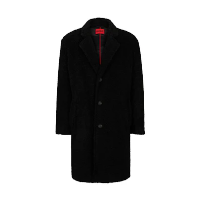 HUGO BOSS FW23 Black Single-Breasted Long Sleeve Overcoat. 50499100-001