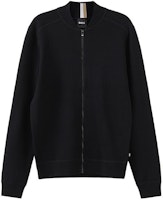 HUGO BOSS FW23 Black Solid Knit Crewneck Zip-Up Long-Sleeve Sweater. 50495388-001 HUGO BOSS FW23 Black Solid Knit Crewneck Zip-Up Long-Sleeve Sweater. 50495388-001