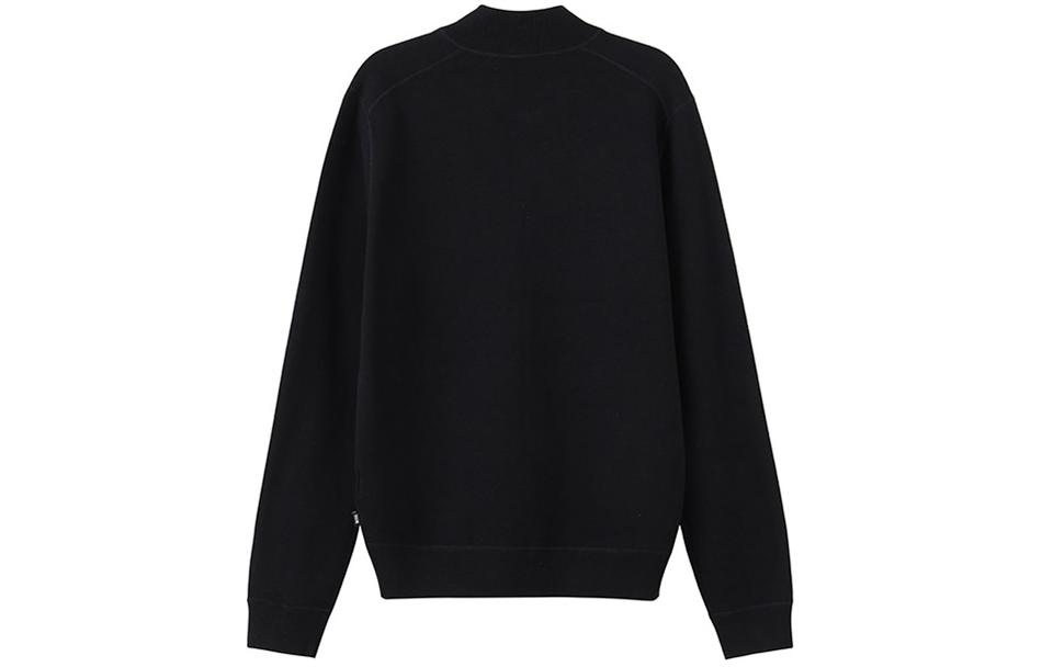 Lookbook HUGO BOSS FW23 黑色純色針織拉鍊長袖圓領毛衣. 50495388-001