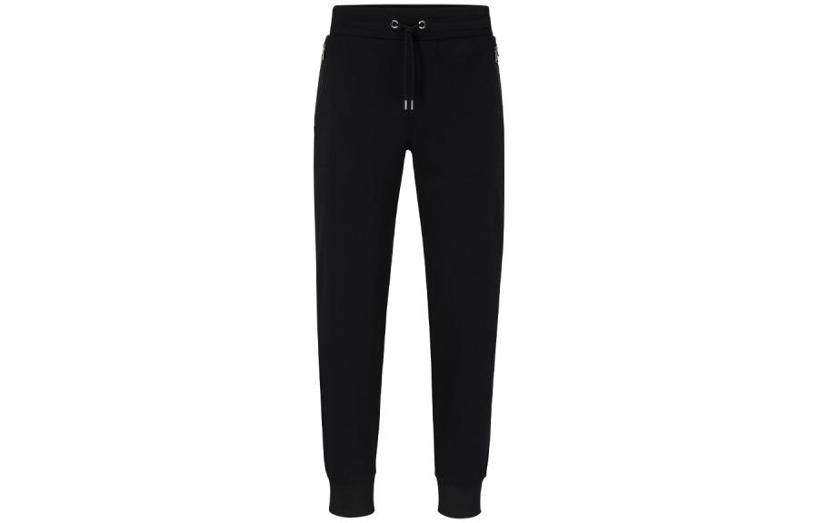 HUGO BOSS FW23  Black Solid Mid-Waist Drawstring Jogger Pants 50499243-001