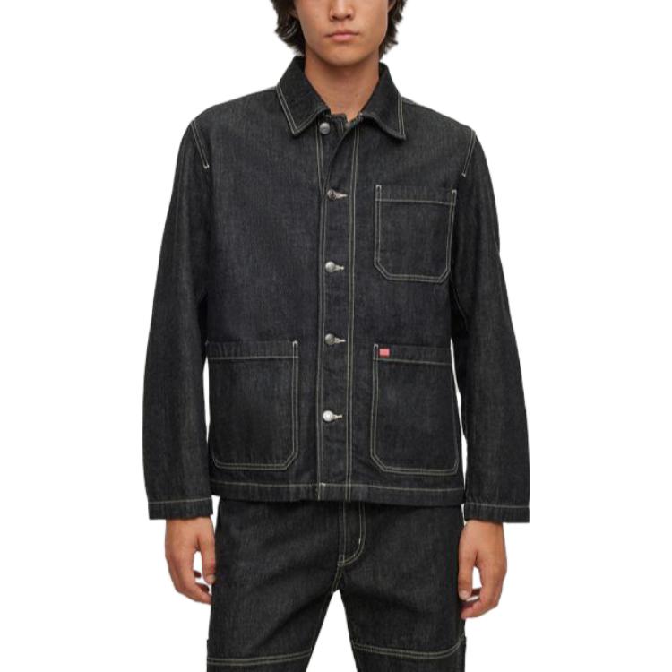 Lookbook 雨果博斯 2023秋冬 黑色单排扣牛仔夹克衬衫 50502183-001