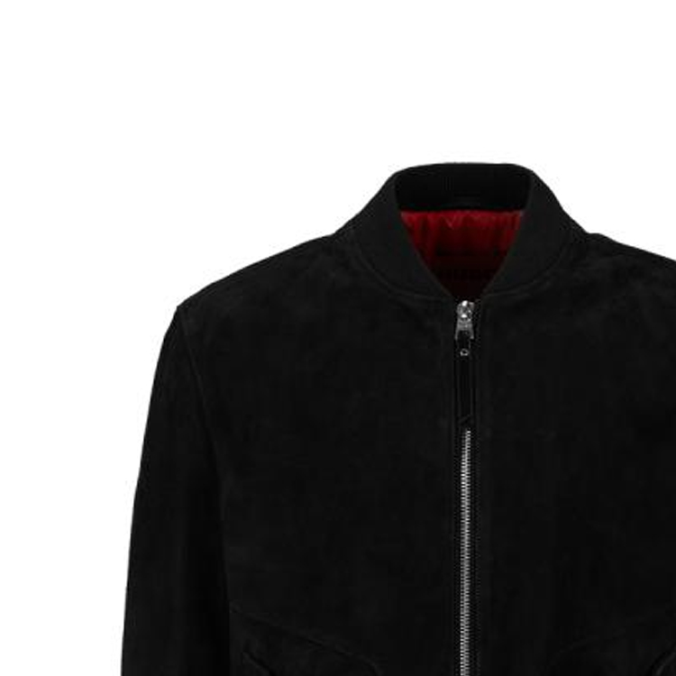 HUGO BOSS FW23  Black Stand Collar Zip-Up Leather Jacket. 50496616-001 圖 3