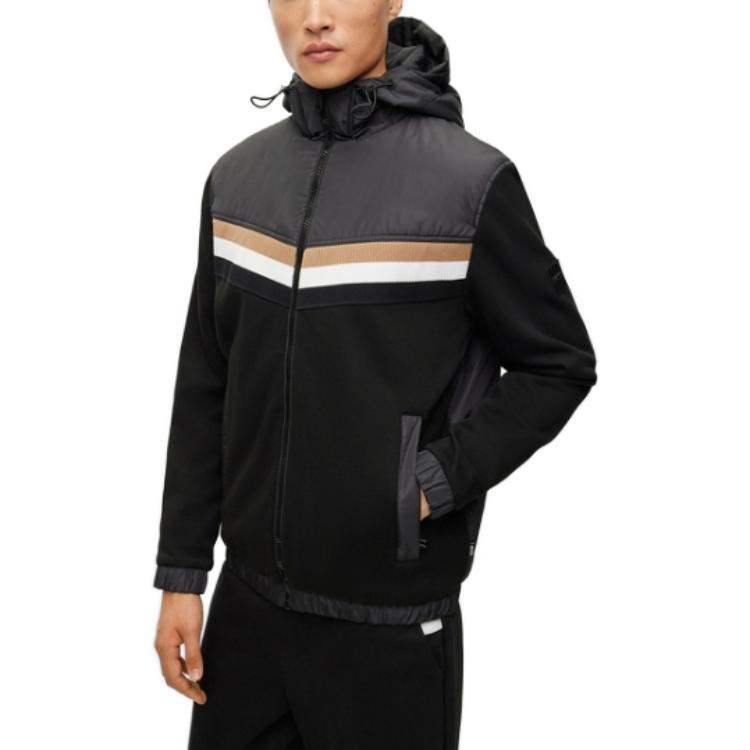 HUGO BOSS FW23  Black Striped Zip-Up Hoodie Jacket 50501673-001 圖 5