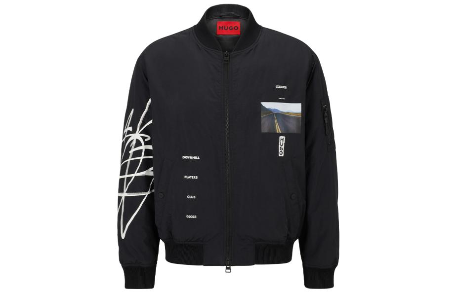 HUGO BOSS FW23  Black Zipper Casual Jacket with Letter Print. 50493670 圖 2