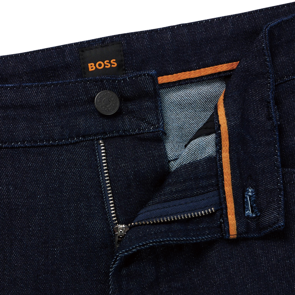 Shop HUGO BOSS FW23 深藍色直筒拉鍊口袋牛仔褲 50509918-403