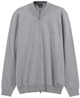 HUGO BOSS FW23 Grey Knit Pullover with Logo Embroidery and Zip. 50476347-041 HUGO BOSS FW23 Grey Knit Pullover with Logo Embroidery and Zip. 50476347-041