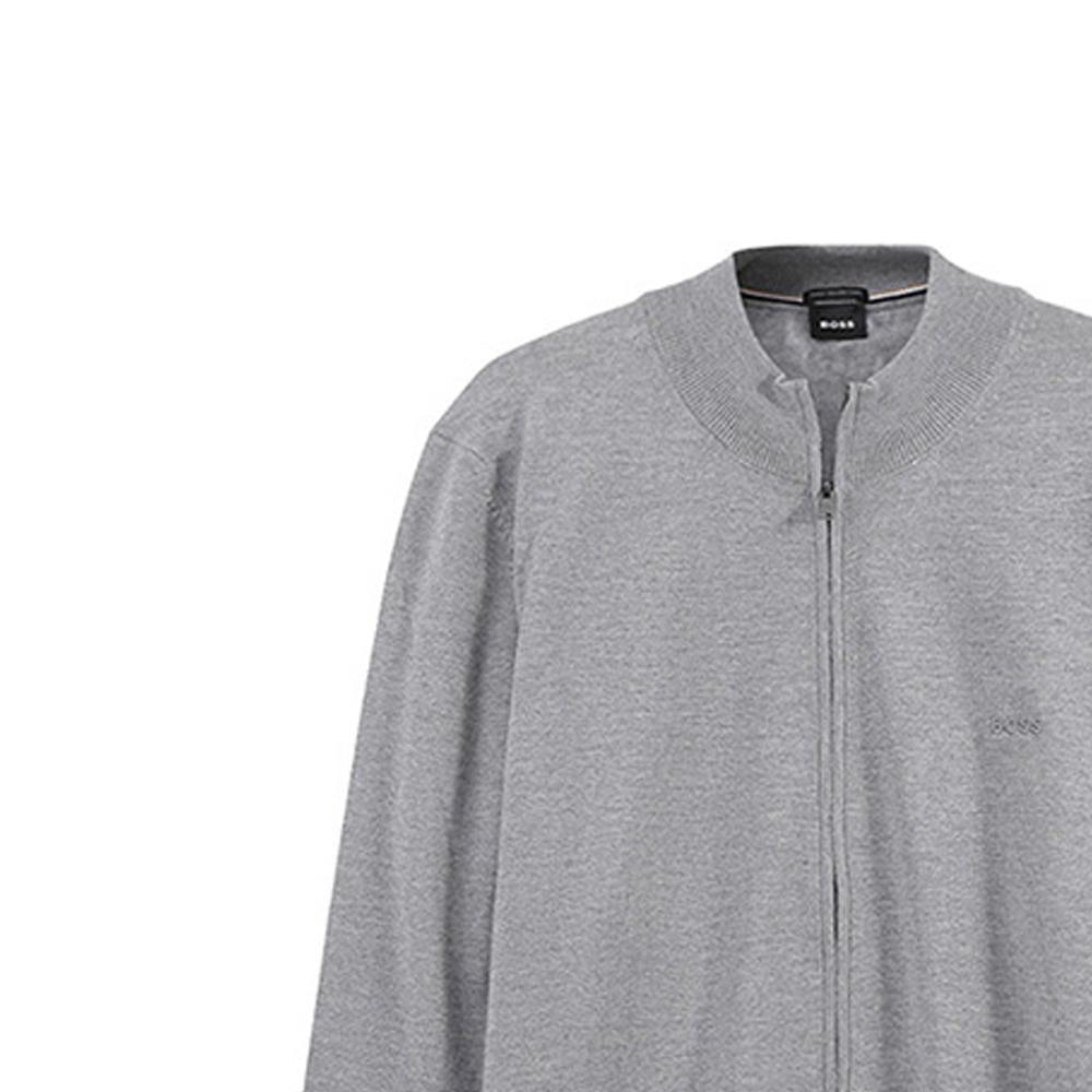 Purchase HUGO BOSS FW23 灰色拉鍊刺繡Logo針織毛衣 50476347-041