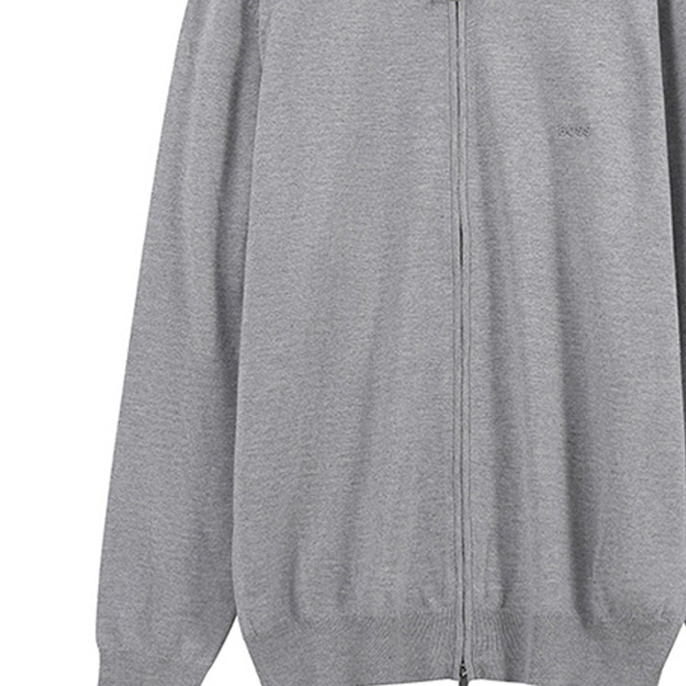 Details for HUGO BOSS FW23 灰色拉鍊刺繡Logo針織毛衣 50476347-041