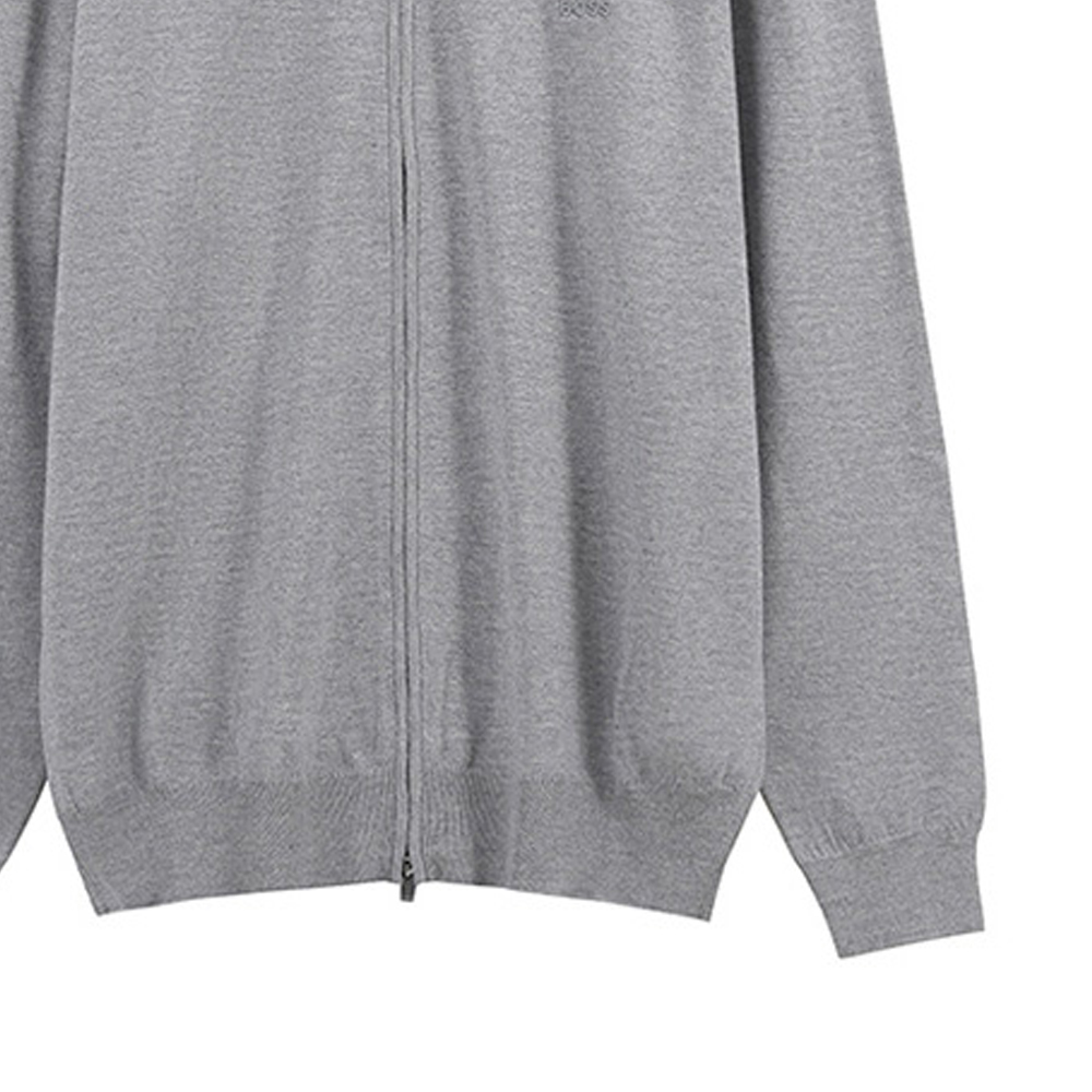 Sizing HUGO BOSS FW23 灰色拉鍊刺繡Logo針織毛衣 50476347-041