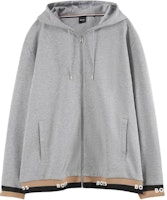 HUGO BOSS FW23 Grey Letter Print Zip Hoodie Casual Sweatshirt. 50481761-041 HUGO BOSS FW23 Grey Letter Print Zip Hoodie Casual Sweatshirt. 50481761-041
