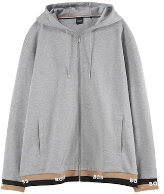 HUGO BOSS FW23 Grey Letter Print Zip Hoodie Casual Sweatshirt. 50481761-041 Order HUGO BOSS FW23 Grey Letter Print Zip Hoodie Casual Sweatshirt. 50481761-041