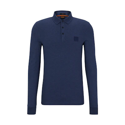 HUGO BOSS FW23 Navy Casual Long Sleeve Pullover Polo Shirt. 50472681-418