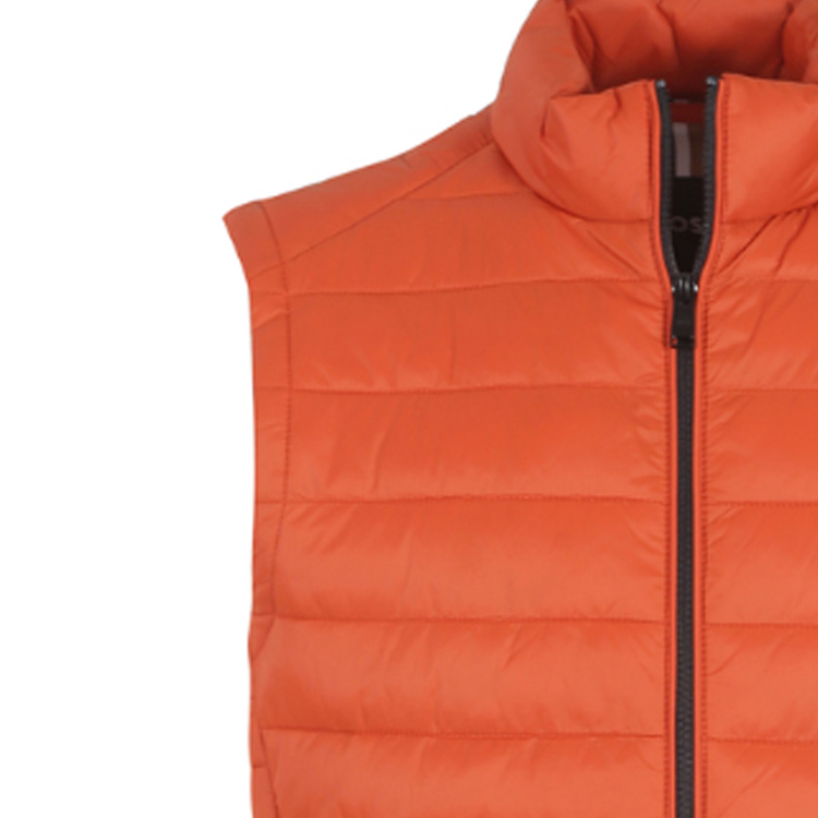 Shop HUGO BOSS FW23  Orange Sleeveless Casual Zip Cotton Vest with Logo. 50471854-801