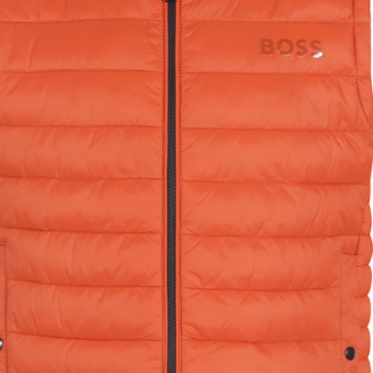Purchase HUGO BOSS FW23  Orange Sleeveless Casual Zip Cotton Vest with Logo. 50471854-801