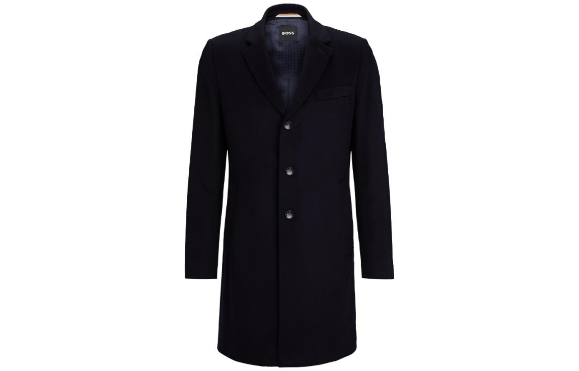 Order HUGO BOSS FW23 黑色單排扣翻領大衣。 50502482-001