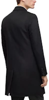 Shop HUGO BOSS FW23 Solid Black Single-Breasted Lapel Coat. 50502482-001