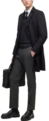 HUGO BOSS FW23 黑色單排扣翻領大衣。 50502482-001 Purchase HUGO BOSS FW23 黑色單排扣翻領大衣。 50502482-001