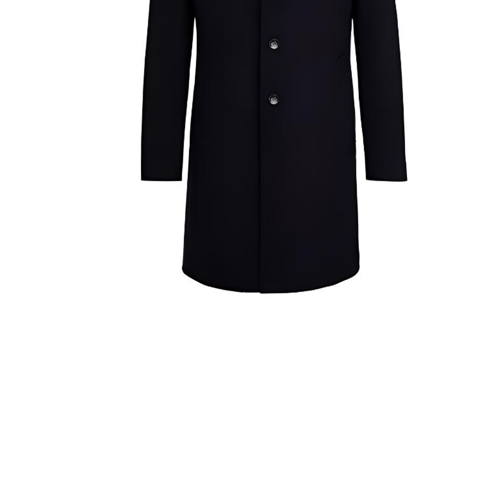 Sizing HUGO BOSS FW23 黑色單排扣翻領大衣。 50502482-001