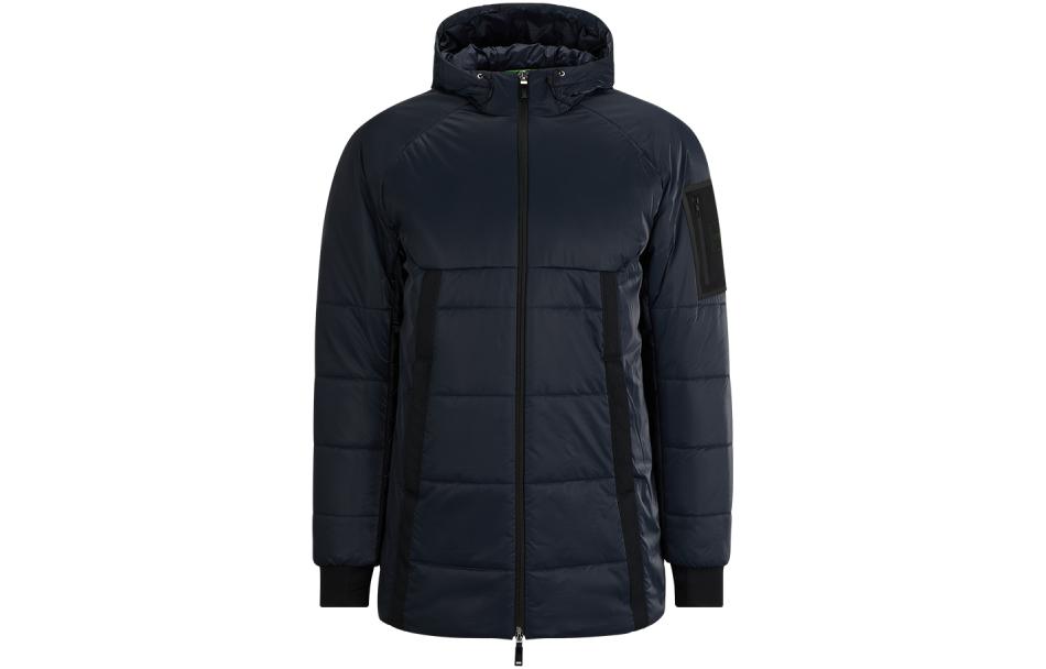 Order HUGO BOSS FW23 深藍色純色拉鍊連帽外套。 50497644-402