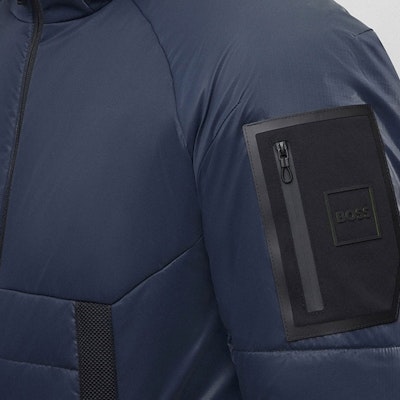 HUGO BOSS FW23 深藍色純色拉鍊連帽外套。 50497644-402 Sizing HUGO BOSS FW23 深藍色純色拉鍊連帽外套。 50497644-402