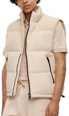 HUGO BOSS FW23 Logo Jaket Tanpa Lengan Zip-Up Solid 50496278-275 2