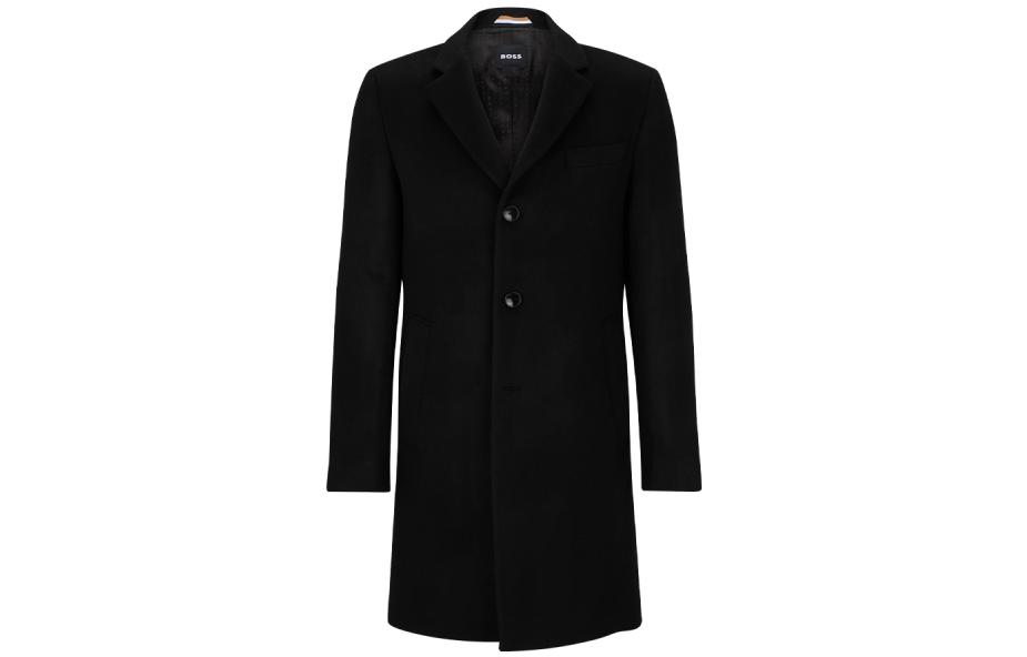 HUGO BOSS FW23  Solid Single-Breasted Long Sleeve Coat. 50502327-001