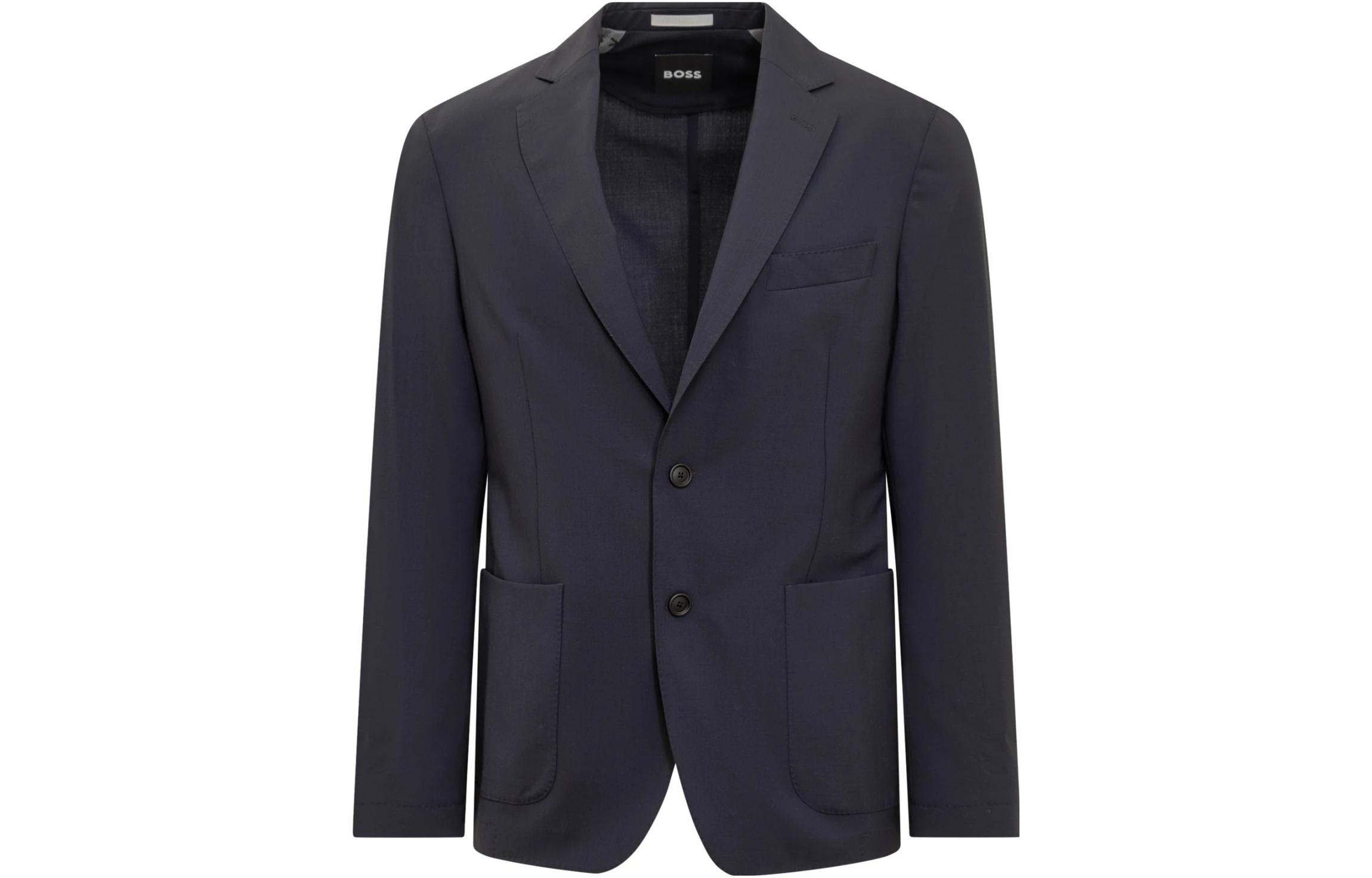 HUGO BOSS FW23  Solid Single-Breasted Long Sleeve Blazer Navy Blue. 50497353-404 圖 2
