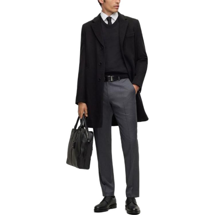 Cheap HUGO BOSS FW23 單排扣長袖大衣外套 50502327-001