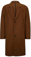 Order HUGO BOSS FW23 Solid Single-Breasted Mid-Length Coat Dark Brown 50495216-223