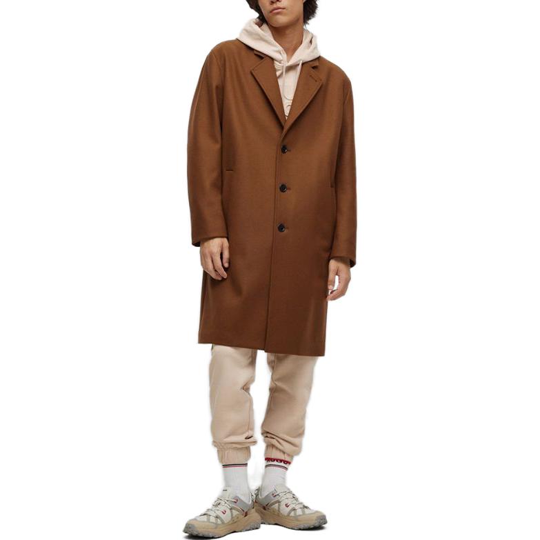 Lookbook HUGO BOSS FW23 深棕色單排扣中長大衣 50495216-223