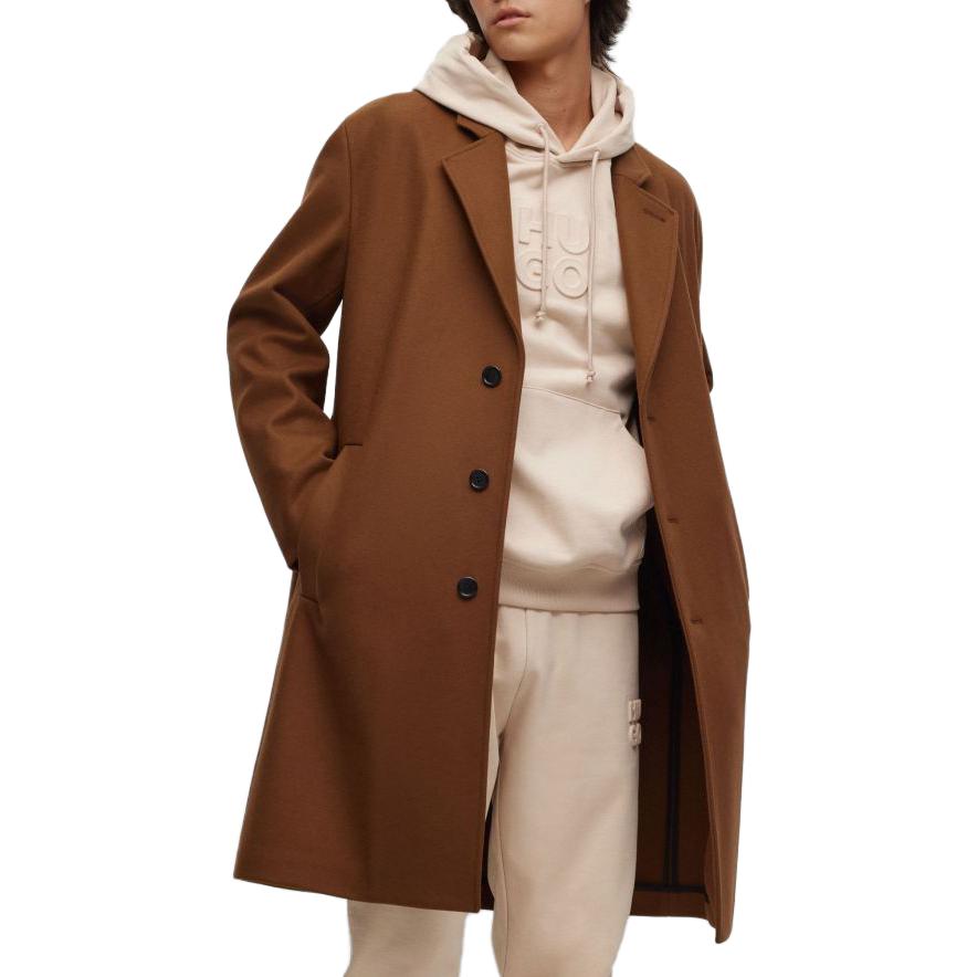 Purchase HUGO BOSS FW23 深棕色單排扣中長大衣 50495216-223