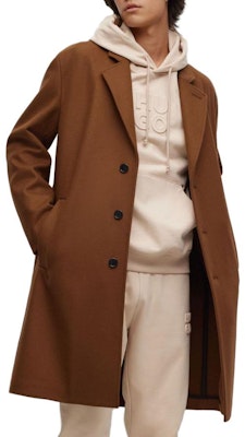 HUGO BOSS FW23 深棕色單排扣中長大衣 50495216-223 Purchase HUGO BOSS FW23 深棕色單排扣中長大衣 50495216-223