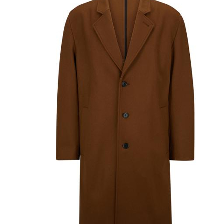 Sizing HUGO BOSS FW23 深棕色單排扣中長大衣 50495216-223
