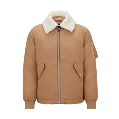 HUGO BOSS FW23 Water-Repellent Jacket with Faux Fur Collar. 50498199-260