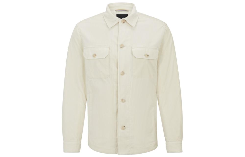 HUGO BOSS FW23 Beige Corduroy Oversized Shirt Jacket 50501863-131