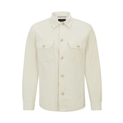 HUGO BOSS FW23 Beige Corduroy Oversized Shirt Jacket 50501863-131