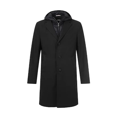 HUGO BOSS FW23 Black Casual Two-in-One Zip-Up Hooded Jacket 50496157-001