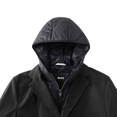 HUGO BOSS 秋冬23黑色休閒兩穿連帽拉鍊外套 50496157-001 Purchase HUGO BOSS 秋冬23黑色休閒兩穿連帽拉鍊外套 50496157-001