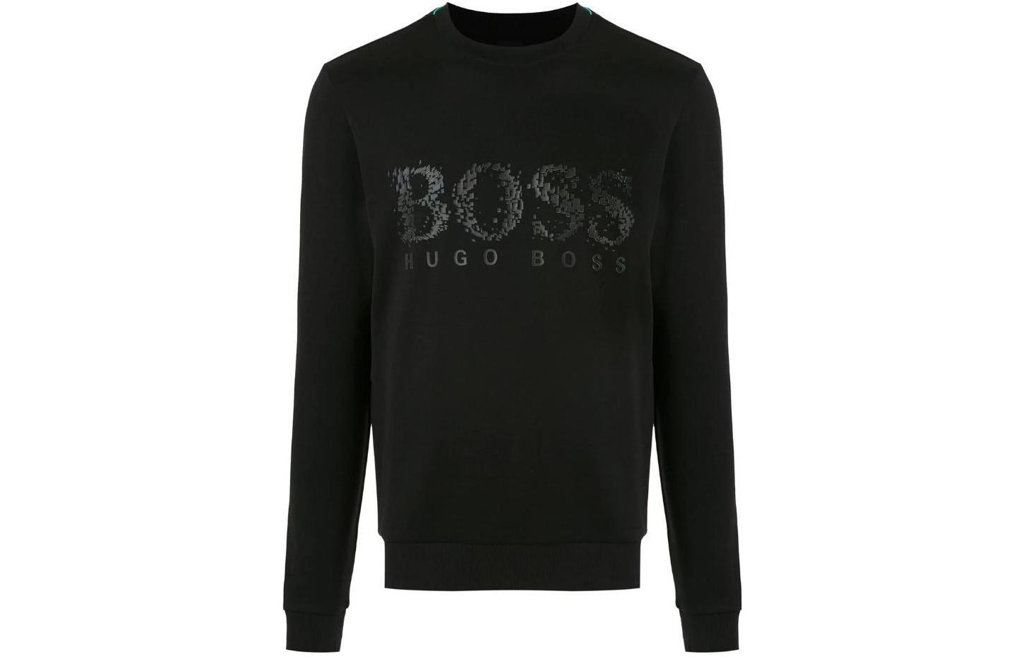 HUGO BOSS FW23 Black Crewneck Long-Sleeve Sweatshirt with Letter Print 50411411-001
