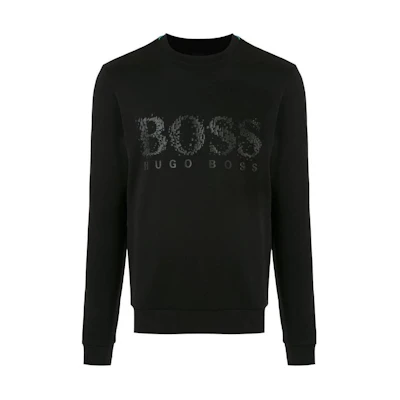 HUGO BOSS FW23 Black Crewneck Long-Sleeve Sweatshirt with Letter Print 50411411-001