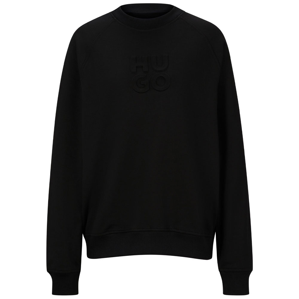 HUGO BOSS FW23 Black Crewneck Sweatshirt with Logo Design 50496640-001