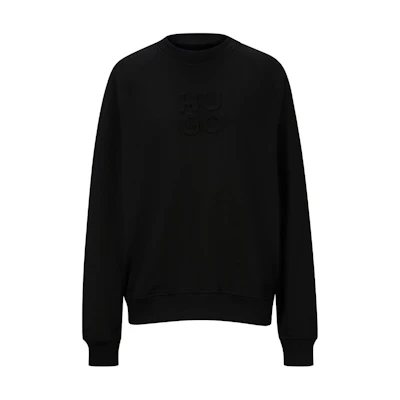 HUGO BOSS FW23 Black Crewneck Sweatshirt with Logo Design 50496640-001