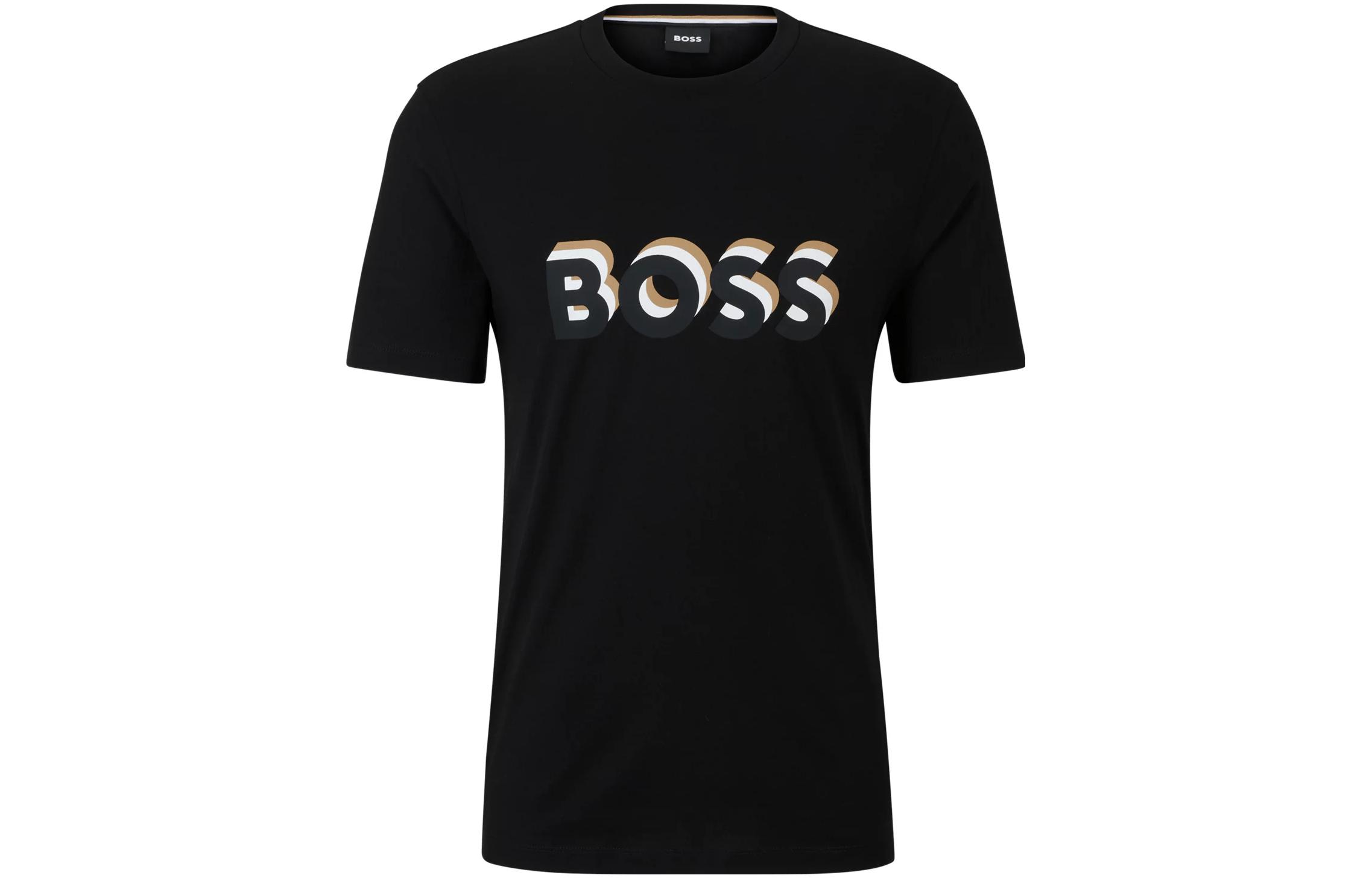 HUGO BOSS FW23 Black Crewneck T-Shirt with Letter Print. 50506923-001