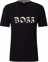 HUGO BOSS FW23 Black Crewneck T-Shirt with Letter Print. 50506923-001 HUGO BOSS FW23 Black Crewneck T-Shirt with Letter Print. 50506923-001
