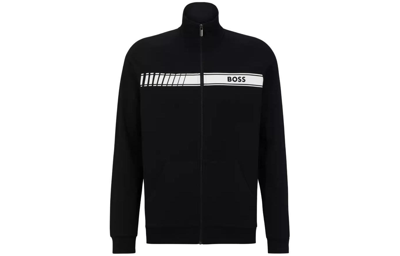 HUGO BOSS FW23 Black Jacket with Letter Logo Print 50496746-001