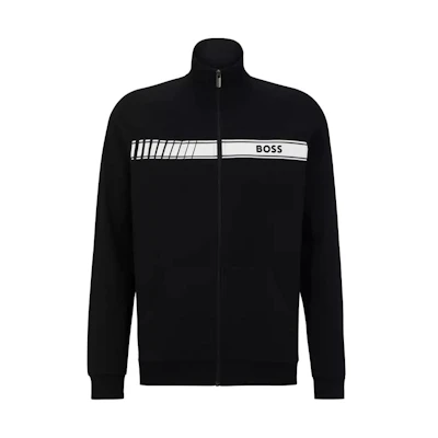 HUGO BOSS FW23 Black Jacket with Letter Logo Print 50496746-001