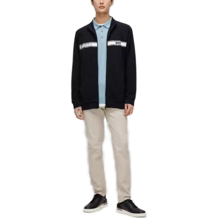 Lookbook HUGO BOSS FW23 黑色夾克搭配字母Logo印花 50496746-001