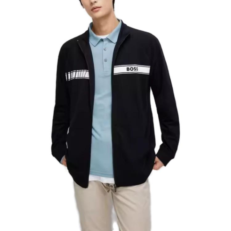 Purchase HUGO BOSS FW23 黑色夾克搭配字母Logo印花 50496746-001